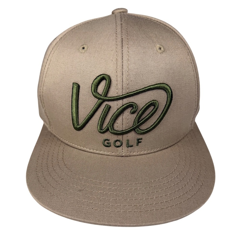 NWOT VICE Golf Crew Cap, One Size Fits All, Snap Closure, Green/Tan